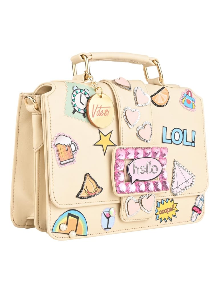 Vdesi Off White Pop Badges Belt Sling Bag