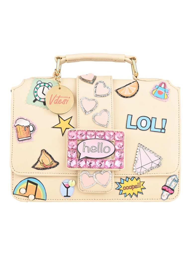 Vdesi Off White Pop Badges Belt Sling Bag