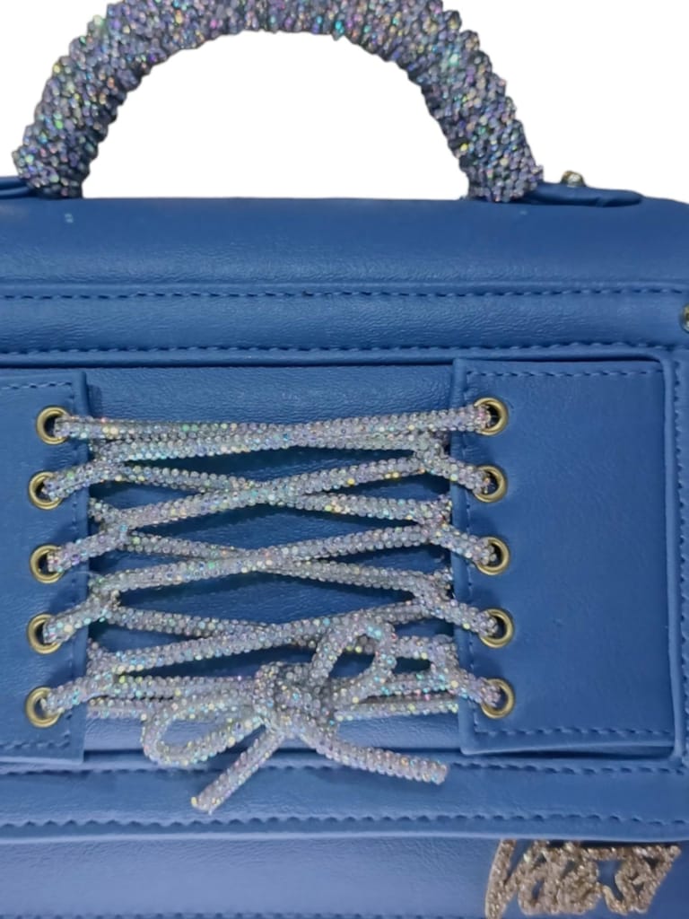 Vdesi Blue Rhinestone Tie-Up Bag