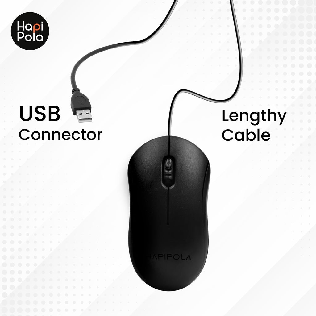 HAPIPOLA Mouse Ultra Mouse, Wired Optical Mouse, Scrolling Wheel, Plug and Play