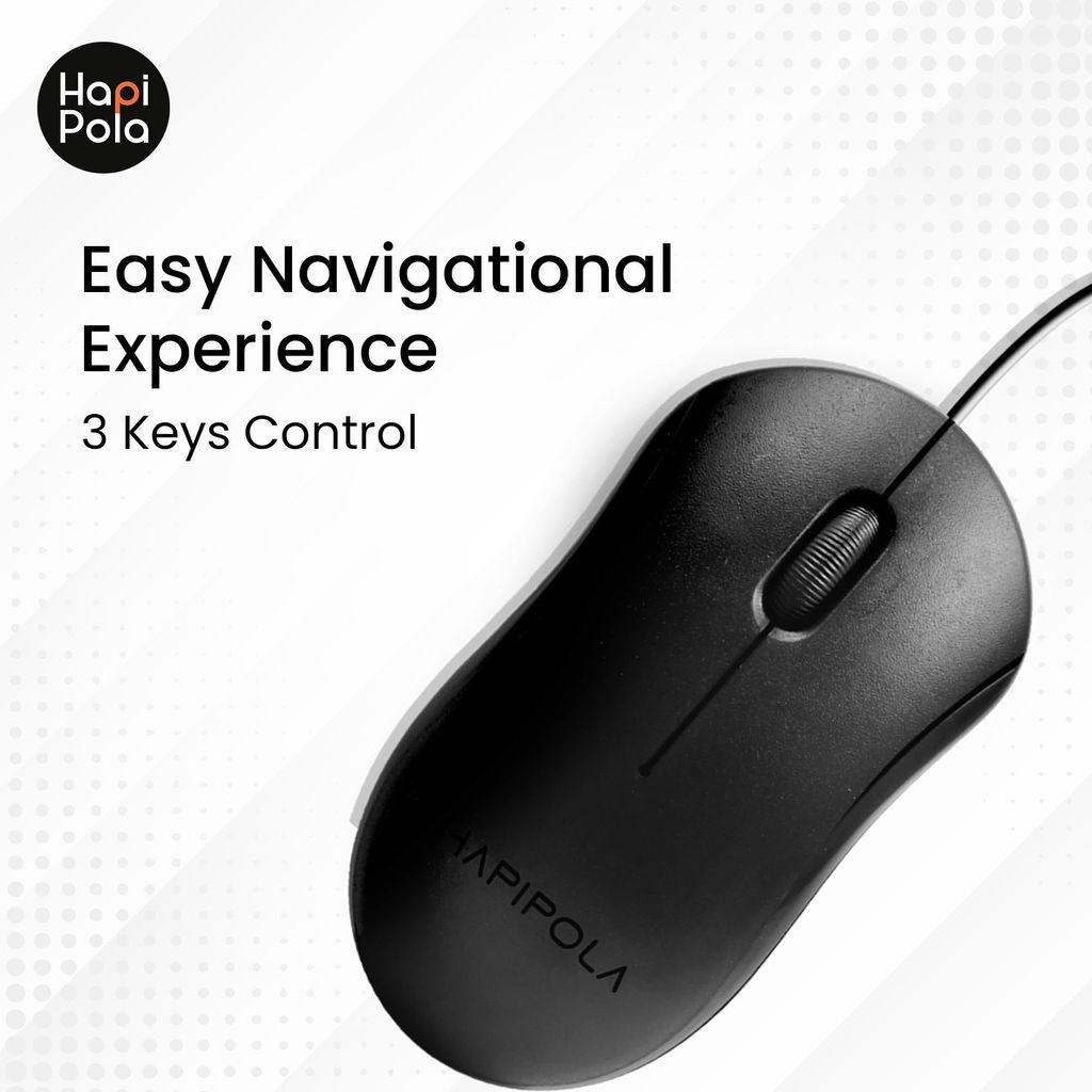 HAPIPOLA Mouse Ultra Mouse, Wired Optical Mouse, Scrolling Wheel, Plug and Play