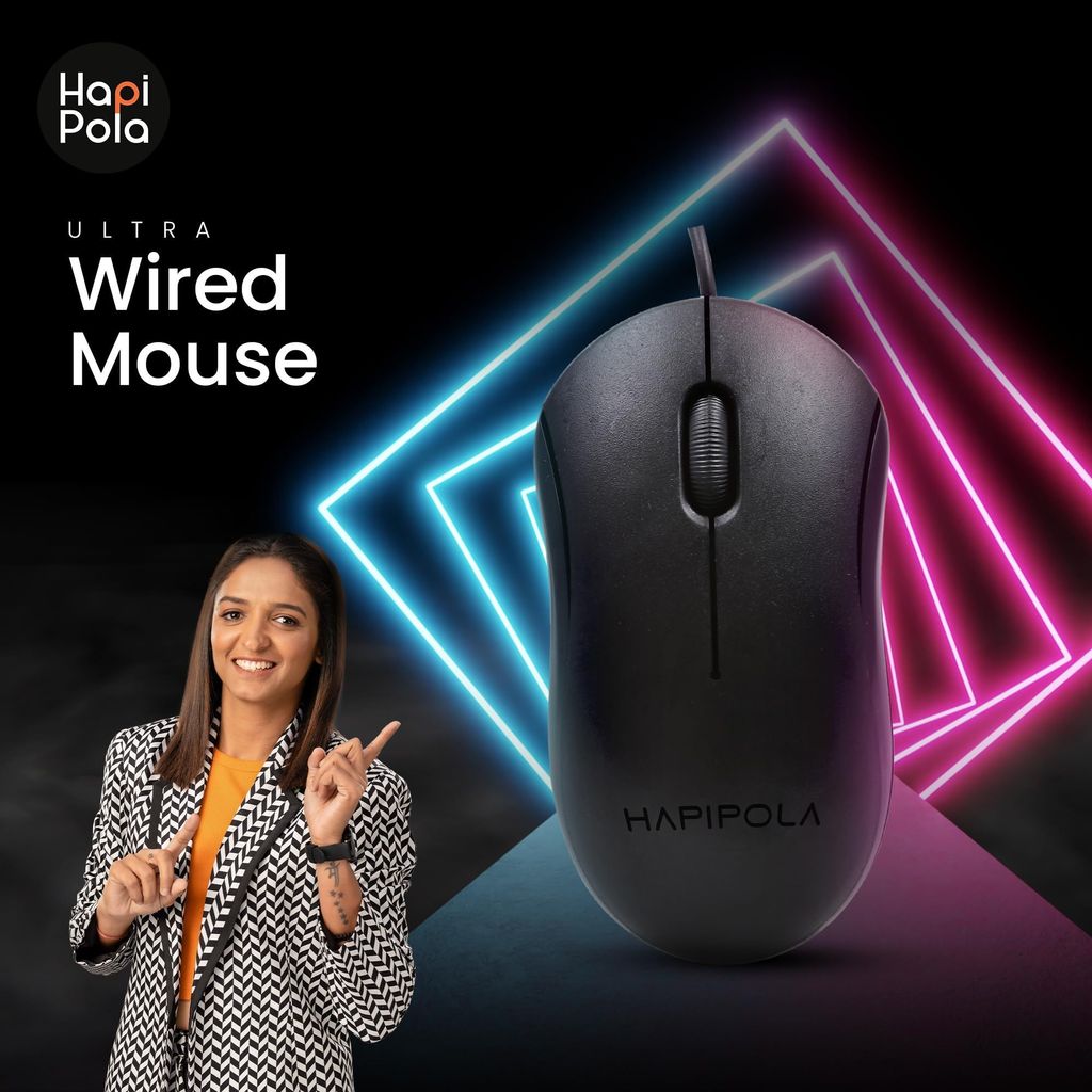 HAPIPOLA Mouse Ultra Mouse, Wired Optical Mouse, Scrolling Wheel, Plug and Play