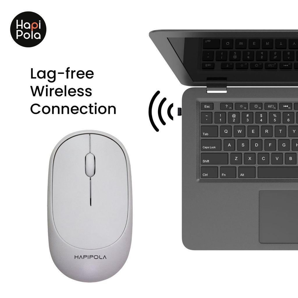HAPIPOLA Mouse MAX Wireless Mouse, 1600 DPI, 2.4 Ghz RF Digital Technology, Plug-and-Play Optical Mouse