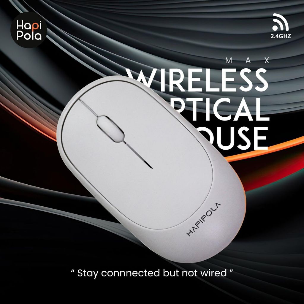 HAPIPOLA Mouse MAX Wireless Mouse, 1600 DPI, 2.4 Ghz RF Digital Technology, Plug-and-Play Optical Mouse
