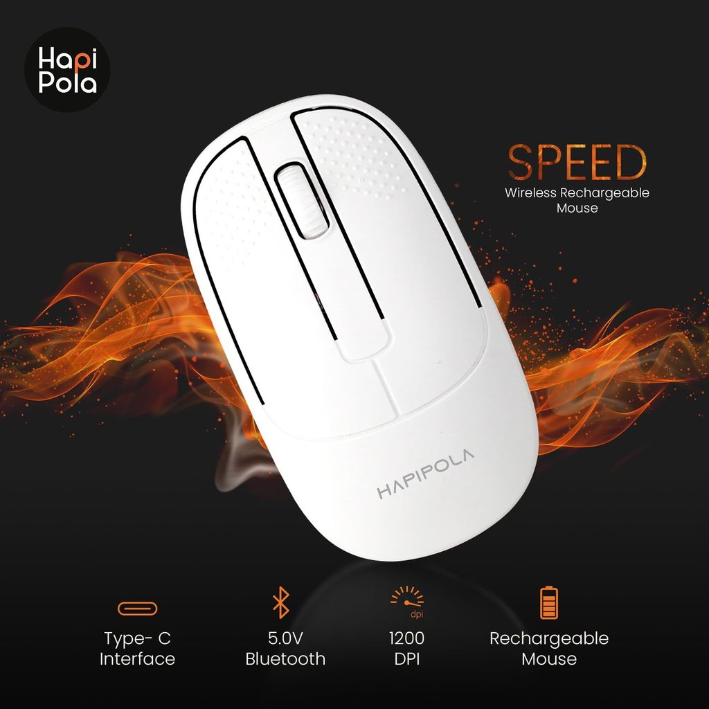HAPIPOLA Speed Rechargeable Mouse,Wireless Bluetooth Rechargeable Mouse,Portable Lightweight 2.4G 1600 DPI Plug-and-Play Optical Mouse,Compatible with iPad/Laptop/PC/Mac/Windows