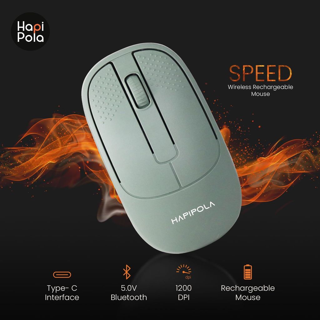 HAPIPOLA Speed Rechargeable Mouse,Wireless Bluetooth Rechargeable Mouse,Portable Lightweight 2.4G 1600 DPI Plug-and-Play Optical Mouse,Compatible with iPad/Laptop/PC/Mac/Windows