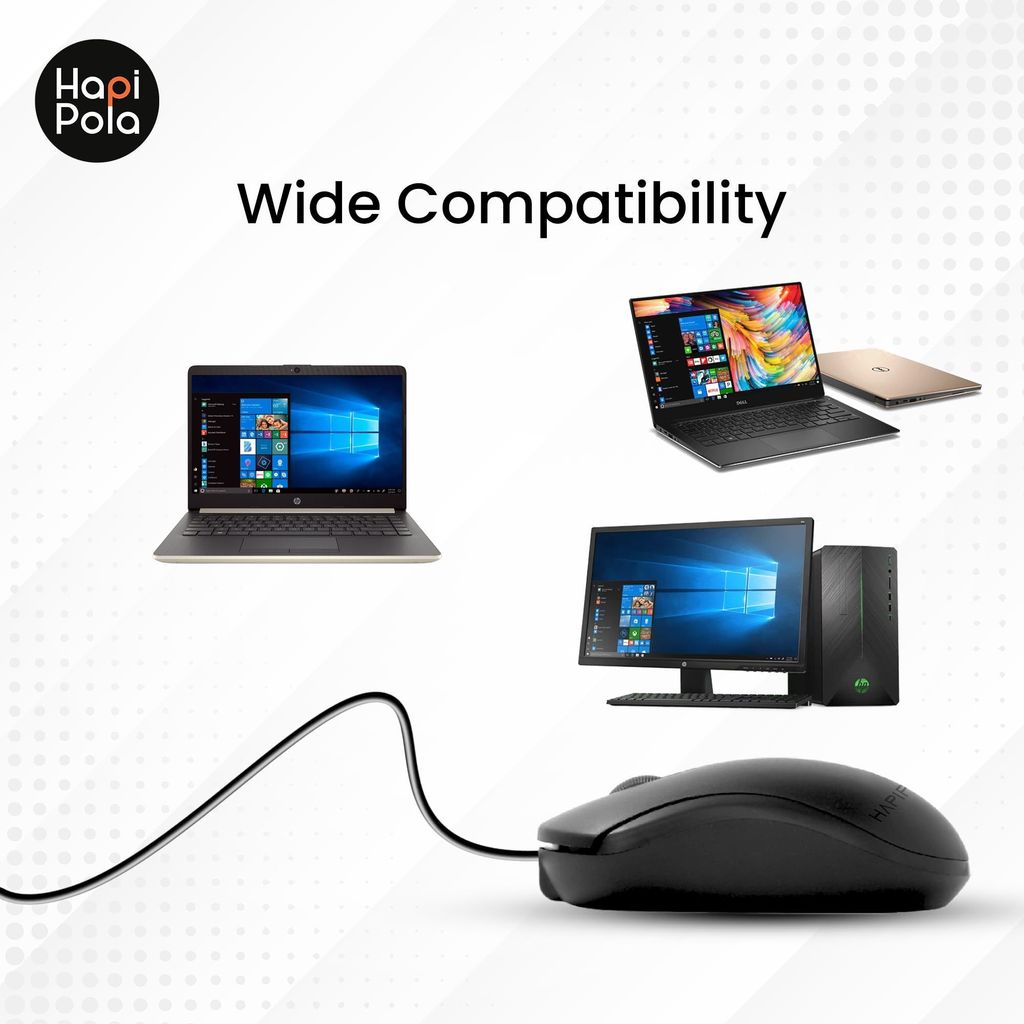 HAPIPOLA Mouse Ultra Mouse, Wired Optical Mouse, Scrolling Wheel, Plug and Play