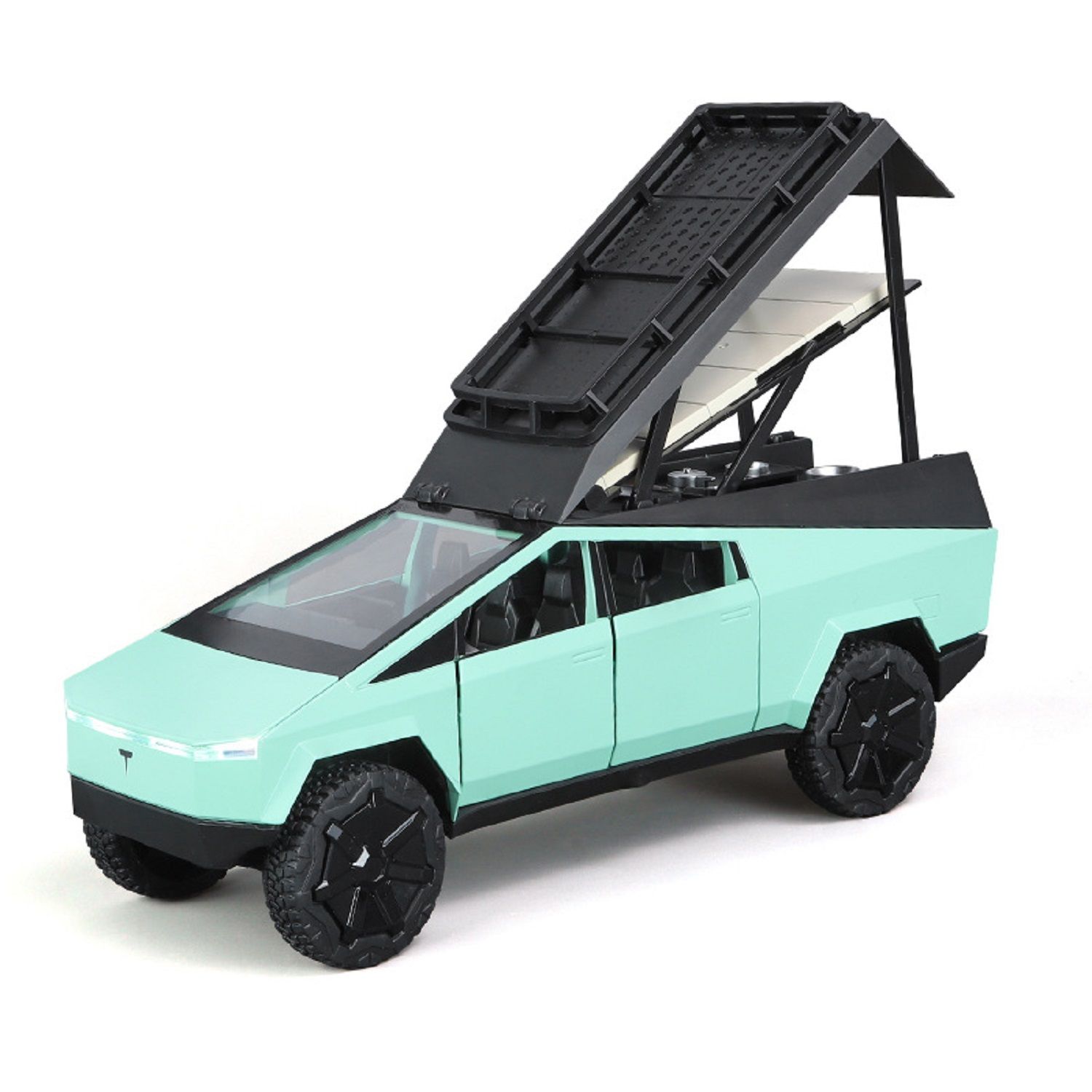 KTRS ENTERPRISE 1:24 Tsla pickup camping Alloy Metal Pull Back Die-cast Car Model Pull Back car Super Openable Doors Sound and Light Doors & Light Music Boys Toys for Kids