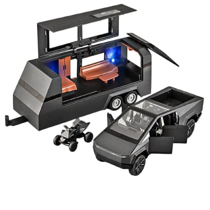 KTRS ENTERPRISE 1:24 Tsla Pickup Truck Trailer Alloy Metal Pull Back Die-cast Car Model Pull Back car Super Openable Doors Sound and Light Doors & Light Music Boys Toys for Kids