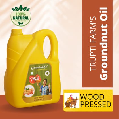 Trupti Farm's Groundnut Wood Pressed Oil - |Premium Cold Pressed Groundnut Oil|Pure & Natural Multipurpose Oil| Edible Cold Pressed Oil| - 5 Litrs (Pack of 1)