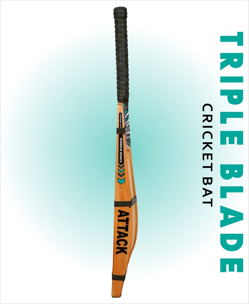 RUDRAYM ATTACK Triple Blade Scoop Kashmiri Willow (SH) Hard Tennis Bat with Tetron Cover Kashmir Willow Cricket Bat For 15+ Yrs  (1000 g)