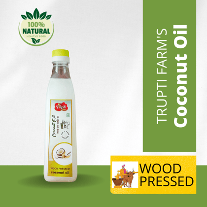 Trupti Farm's Coconut Wood Pressed Oil - |Premium Cold Pressed Coconut Oil|Pure & Natural Multipurpose Oil| Edible Cold Pressed Oil| - 1 Litrs (Pack of 1)