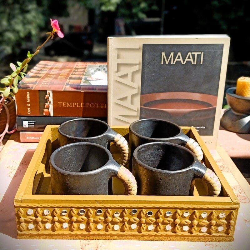 Pine Wood & MDF Lippan Mud & Mirror Work Tray