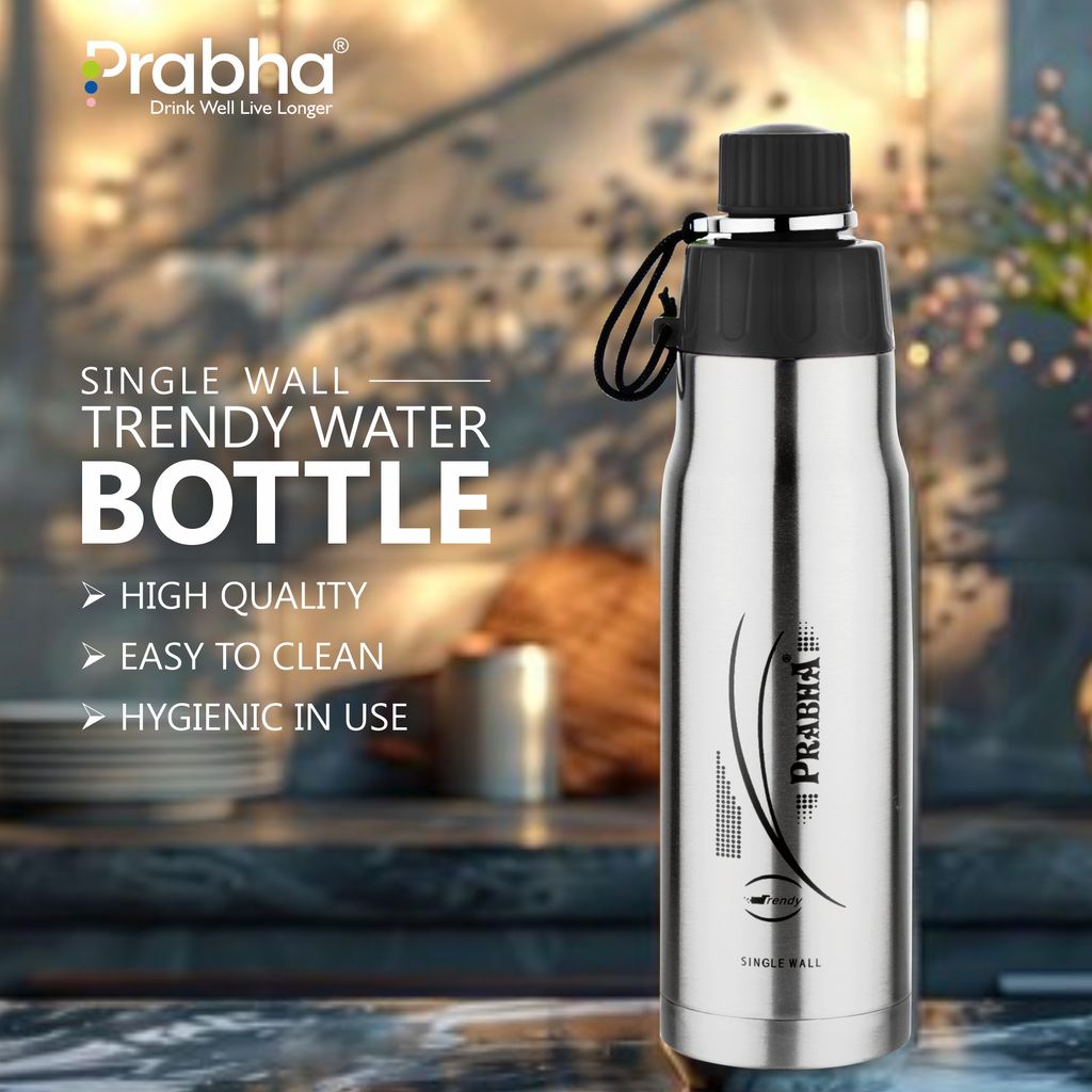 Prabha Stylish 700ML Single Wall Bottle for Everyday Use | 700ML Single Wall Water Bottle - Lightweight & Durable | Perfect for Office and Travel