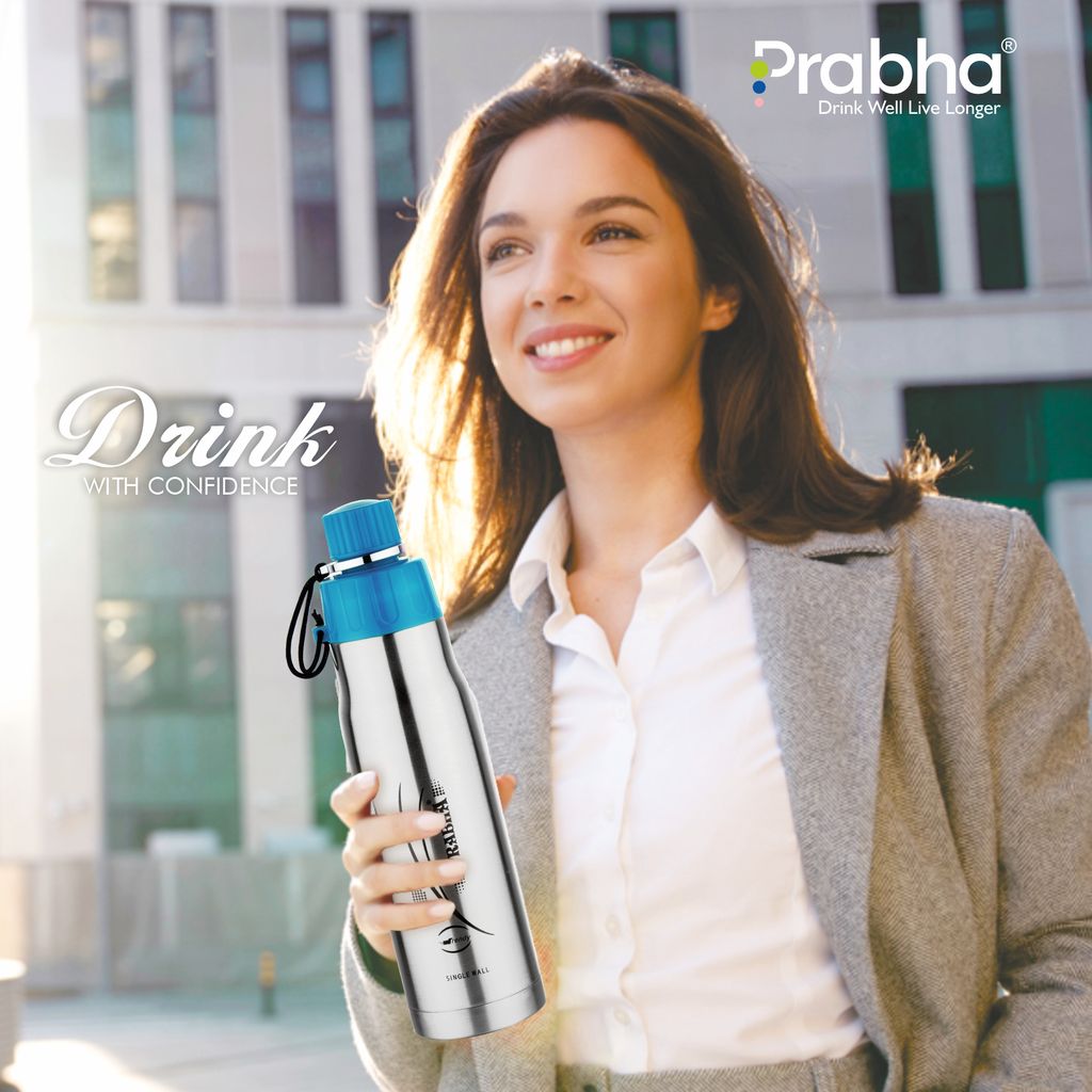 Prabha Stylish 700ML Single Wall Bottle for Everyday Use | 700ML Single Wall Water Bottle - Lightweight & Durable | Perfect for Office and Travel