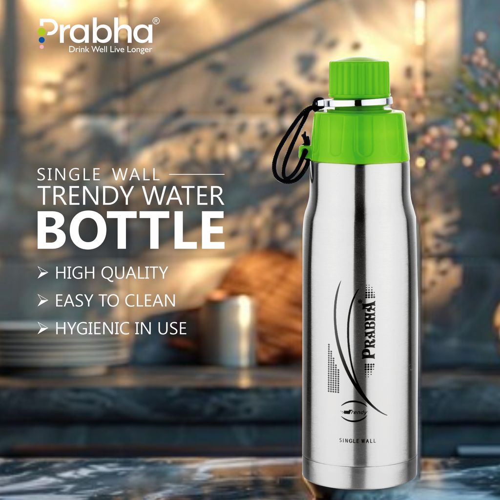 Prabha Stylish 700ML Single Wall Bottle for Everyday Use | 700ML Single Wall Water Bottle - Lightweight & Durable | Perfect for Office and Travel
