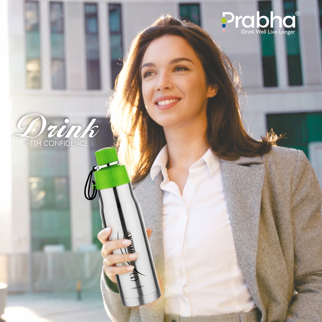 Prabha Stylish 700ML Single Wall Bottle for Everyday Use | 700ML Single Wall Water Bottle - Lightweight & Durable | Perfect for Office and Travel