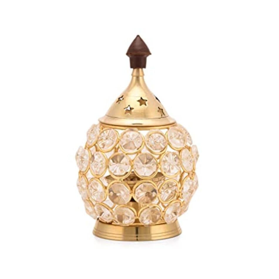 Sophisticated Home - - and - - Decor Brass with Crystal Embellished Metal Oil Lamp/Diya 2025 at 