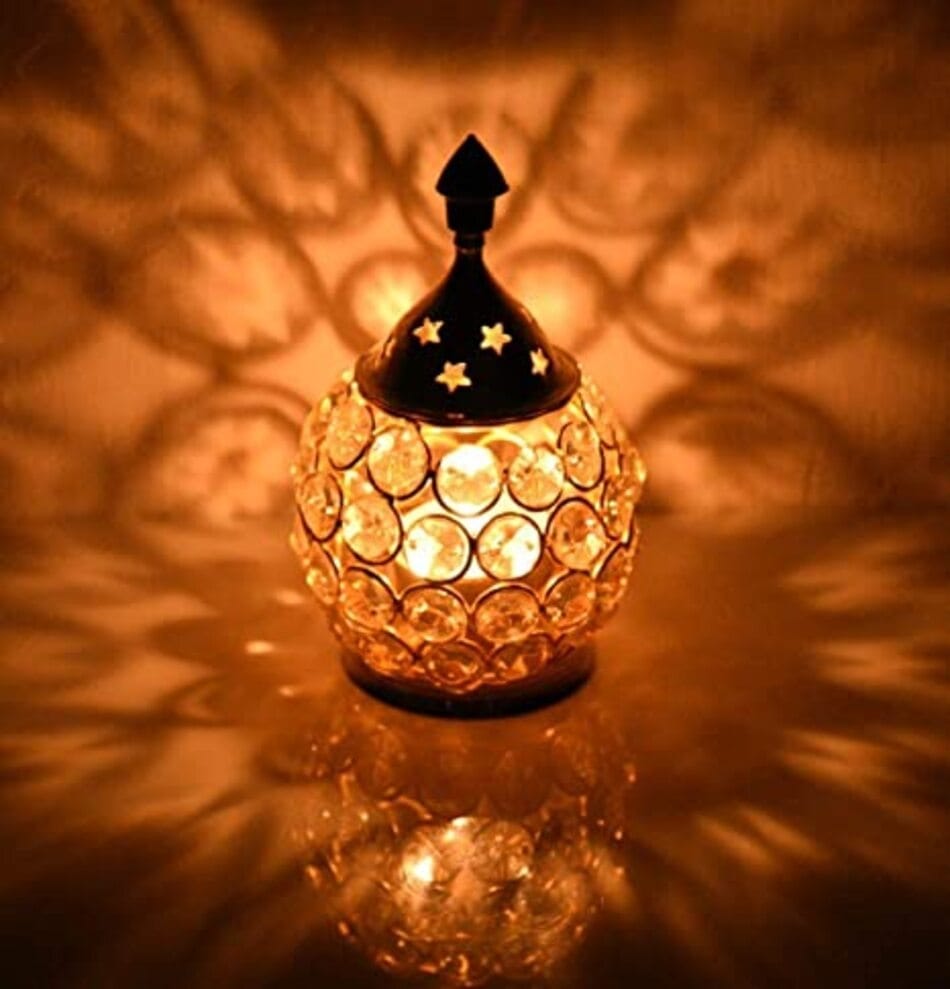 Sophisticated Home - - and - - Decor Brass with Crystal Embellished Metal Oil Lamp/Diya 2025 at 