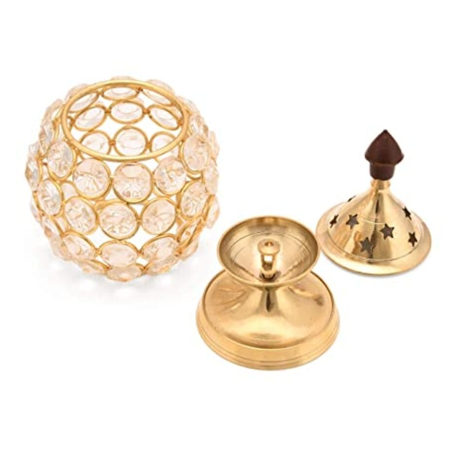 Sophisticated Home - - and - - Decor Brass with Crystal Embellished Metal Oil Lamp/Diya 2025 at 