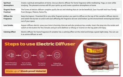 Bhakti2Shakti Camphor Burner | Wood Bhimseni Kapur Dani / Essential Oil Diffuser for Fragrance in Home & Office | Can Use with Bakhoor | Natural Oil  (Pack of 1)