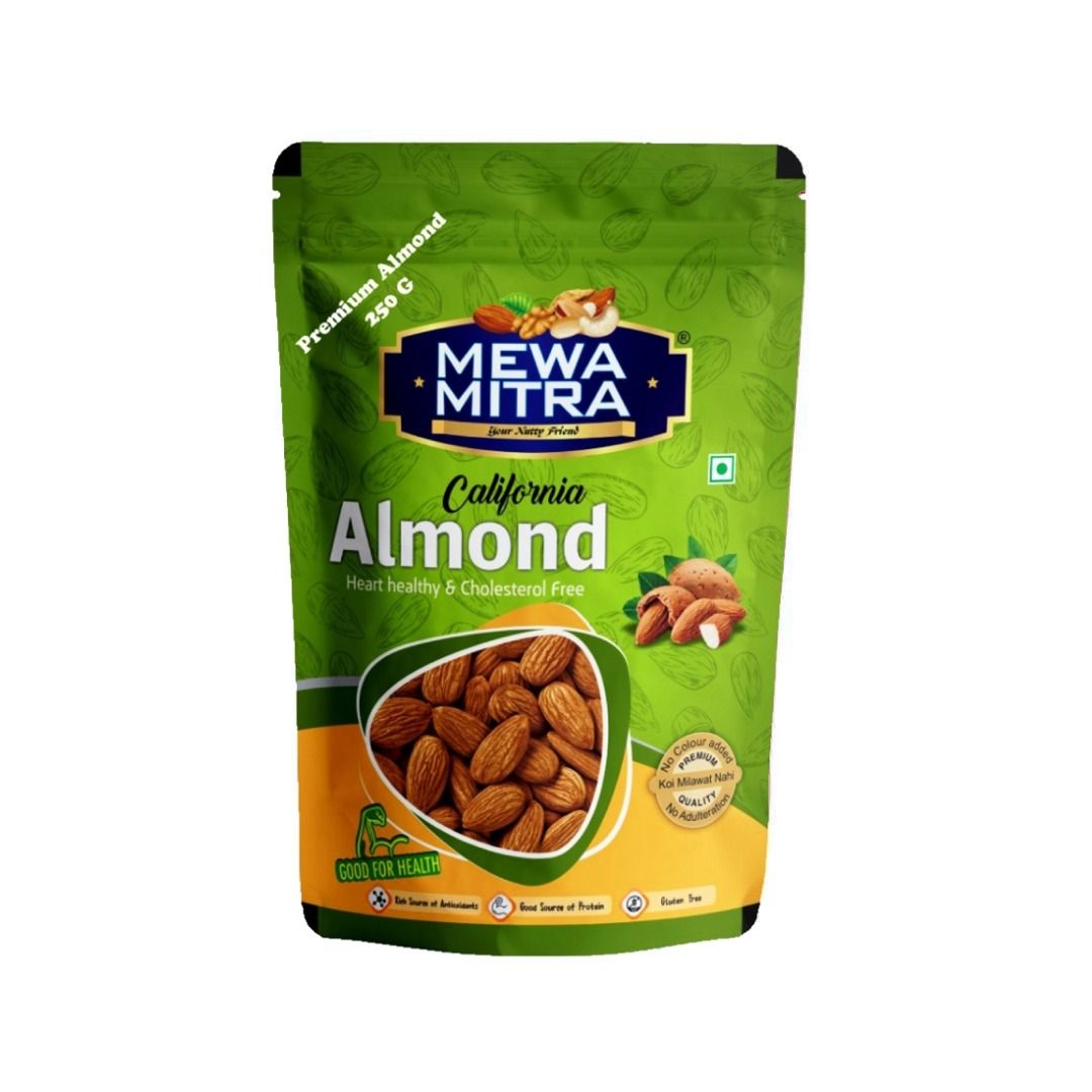 Premium Almonds by Mewa Mitra | Natural and Fresh| Quality Badam Giri | Rich in Protein and Increase Stamina | Real Nuts | Healthy Dry Fruits| (Pack of 1) 250 gram