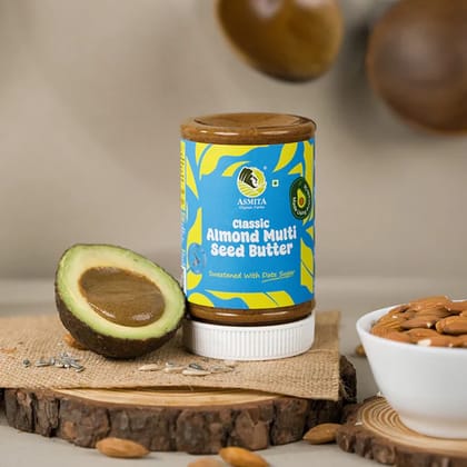 Asmita Organic Farms Classic Creamy Nut Butter 250g Healthy Almond Butter with Multi-Seeds & Avocado Oil Date Sweetened, Vegan & Gluten-Free Source of Healthy Fats & Protein