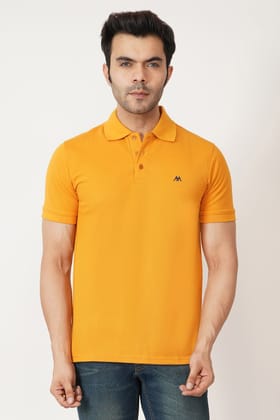 Solid Men Polo Neck Mustered T-Shirt