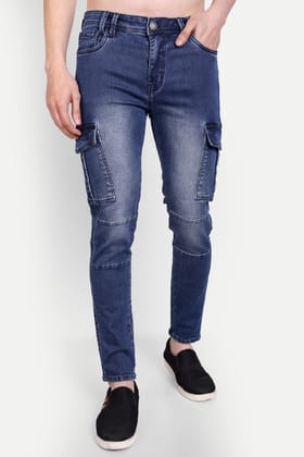 Men Dark Blue Side Pocket Jeans
