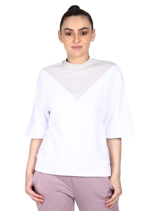 Aya Women Cotton White Sweatshirt