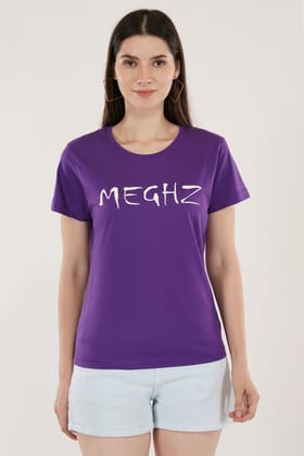 Women Round Neck Purple T-Shirt