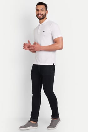 Solid Men Polo Neck White T-Shirt