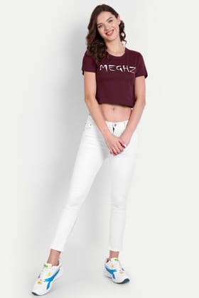 Women Maroon Crop Top