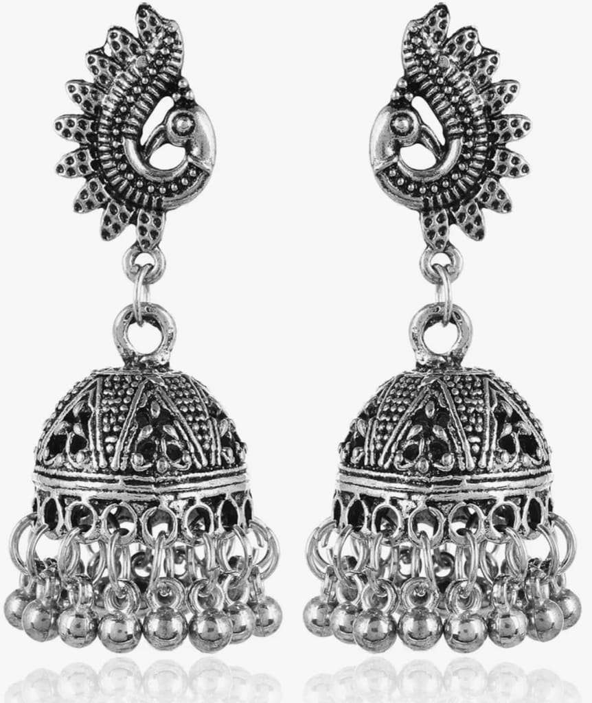 Oxidized German Silver Jhumki Earrings