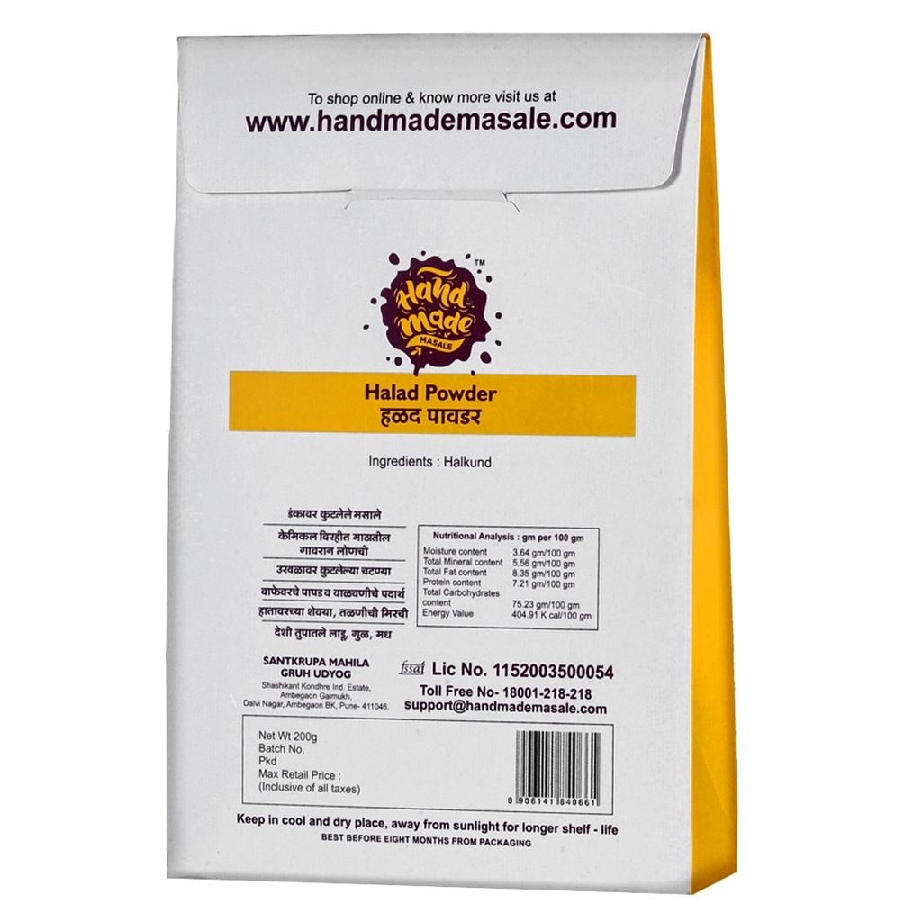 Handmade Masale Turmeric Powder | Haldi Powder | हळद पावडर | 100% Natural & Pure