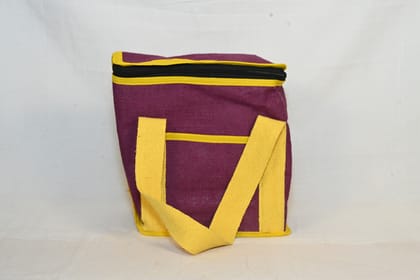 Jute Lunch Bag with Zip Closure and Handles