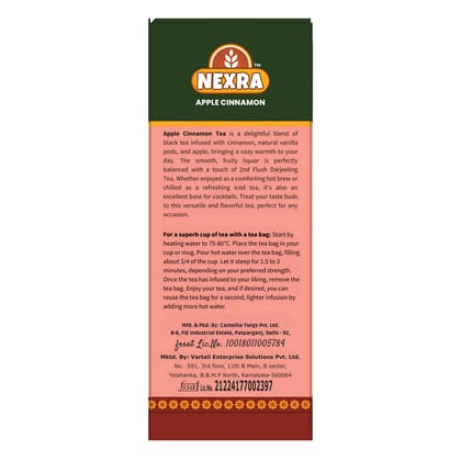 Nexra - Apple Cinnamon Herbal Tea - 30 Tea Bags for Refreshing Taste and Wellness