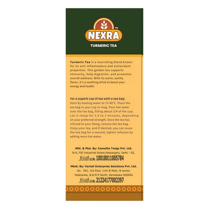 Nexra - Turmeric Glow Herbal Tea - 30 Tea Bags | Natural Turmeric Blend for Wellness, Immunity Boost, and Radiant Health