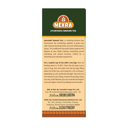 Nexra - Ayurvedic Immune Tea - 30 Refreshing Tea Bags for Boosting Immunity and Wellness | No Added Sugar