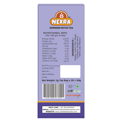 Nexra - Morning Detox Tea - 30 Tea Bags | For Daily Cleansing, Energy Boost, Metabolic Support, 60G
