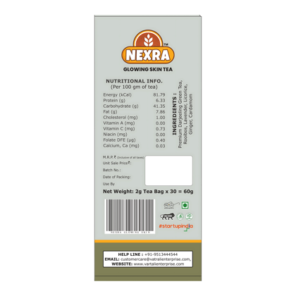 Nexra - Glowing Skin Tea - 30 bag | Whole Leaf Herbal Tea Blend for Radiant and Healthy Skin