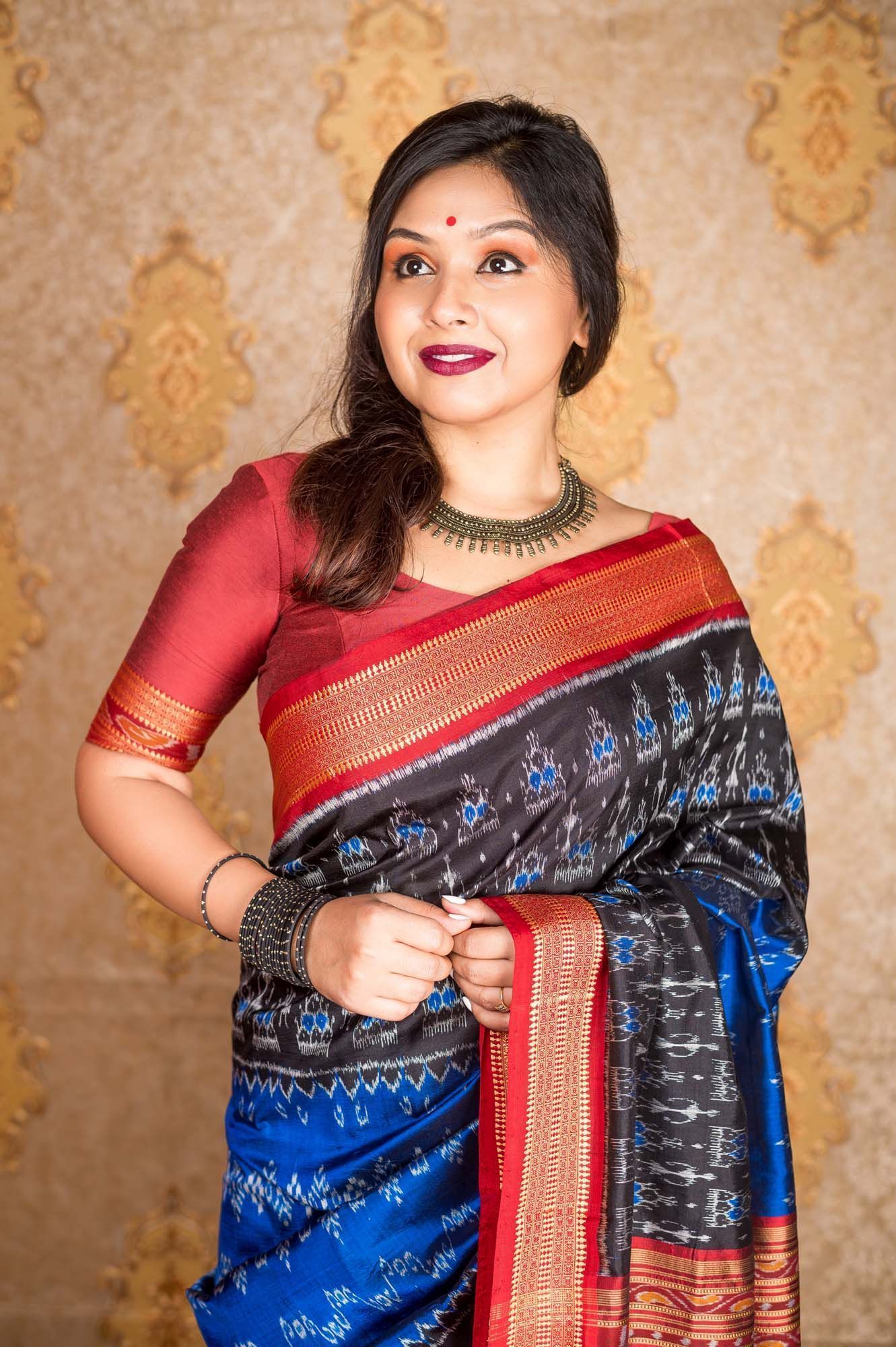 Orissa Khandua Silk Saree with Tie/Dye Technique - Atulya Karigari