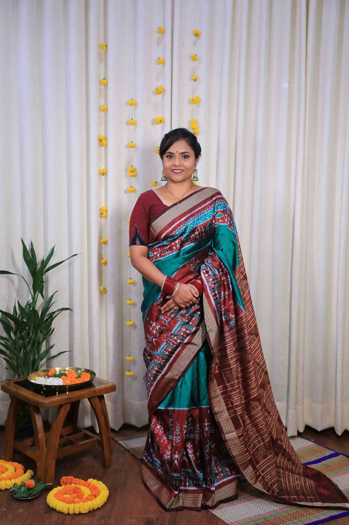Orissa Khandua Silk Saree with Tie/Dye Technique - Atulya Karigari