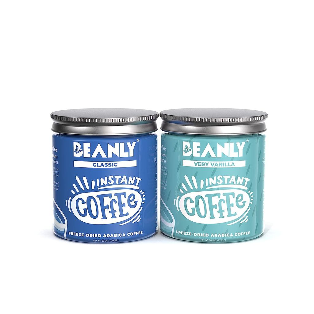 Beanly Instant Coffee Combo Pack of Classic & Vanilla