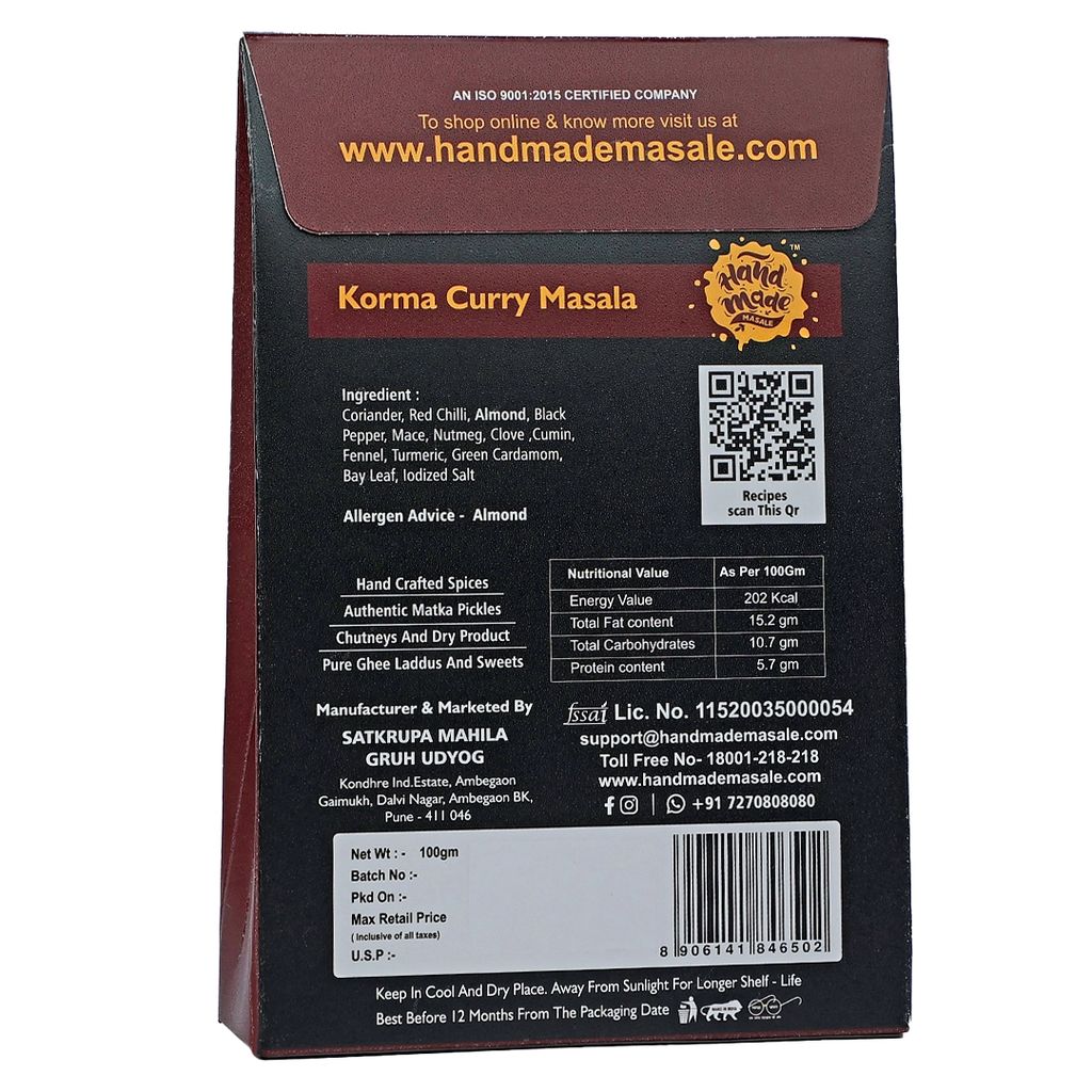 Handmade Masala Korma Curry Masala