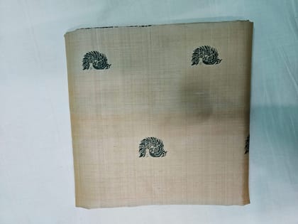  Beige and Black Hand Block Printed Pure Linen Saree