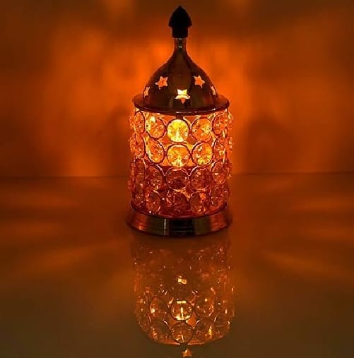 Modern Home - - and - - Decor Brass with Crystal Embellished Deepak | Traditional Indian Oil Lam