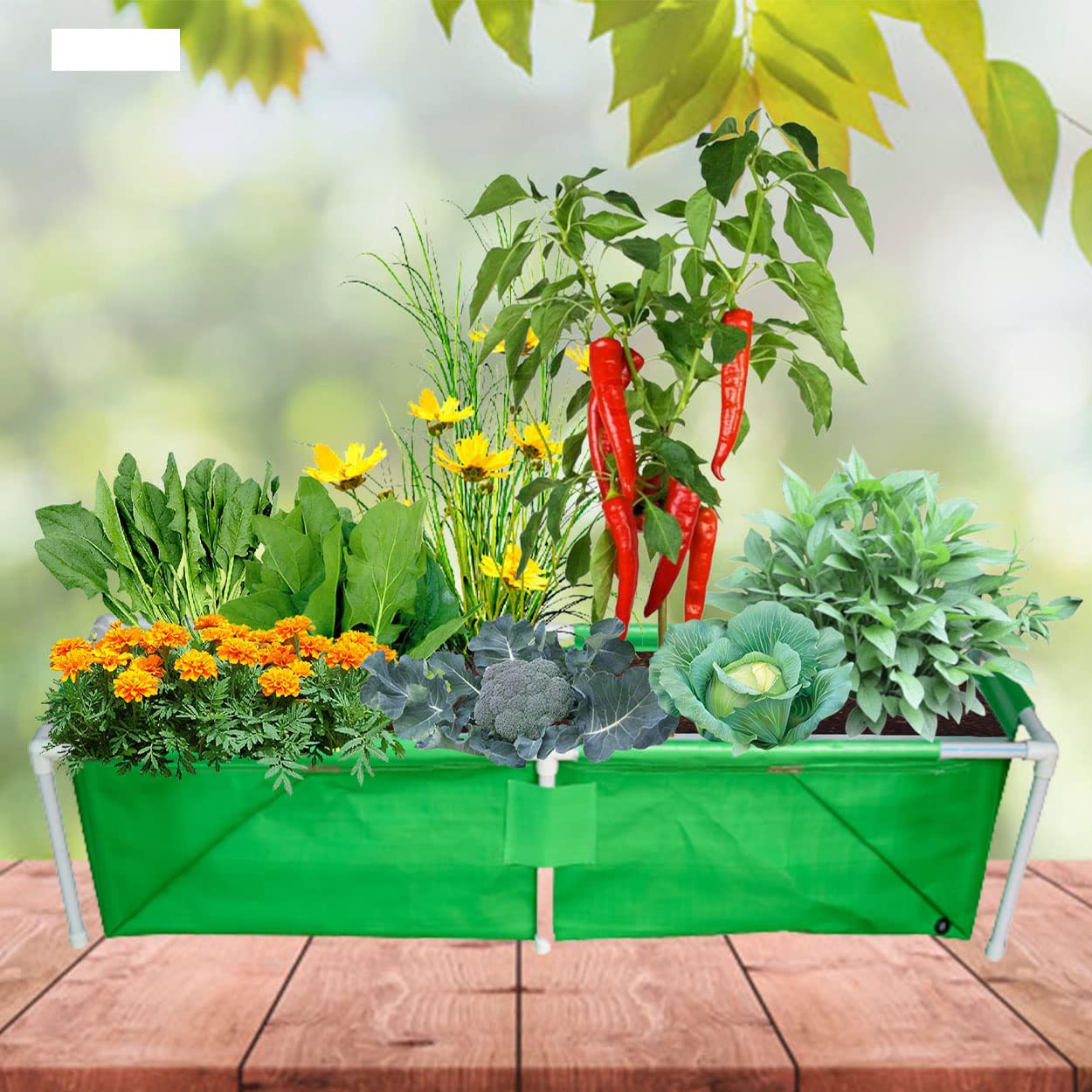WNE Jaliwale Size - 4 X 1 X 1 Feet HDPE Rectangle Grow Bag with PVC Pipe Support & Rectangle Grow Bag with Supporting PVC Pipes, Grow Bags with Support for Terrace Gardening