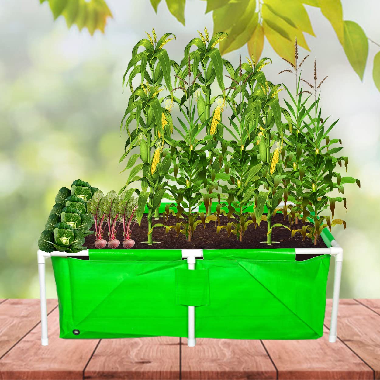 WNE Jaliwale (Size - 3 X 2 X 1 Feet HDPE Rectangle Grow Bag with PVC Pipe Support & Rectangle Grow Bag with Supporting PVC Pipes, Grow Bags with Support for Terrace Gardening