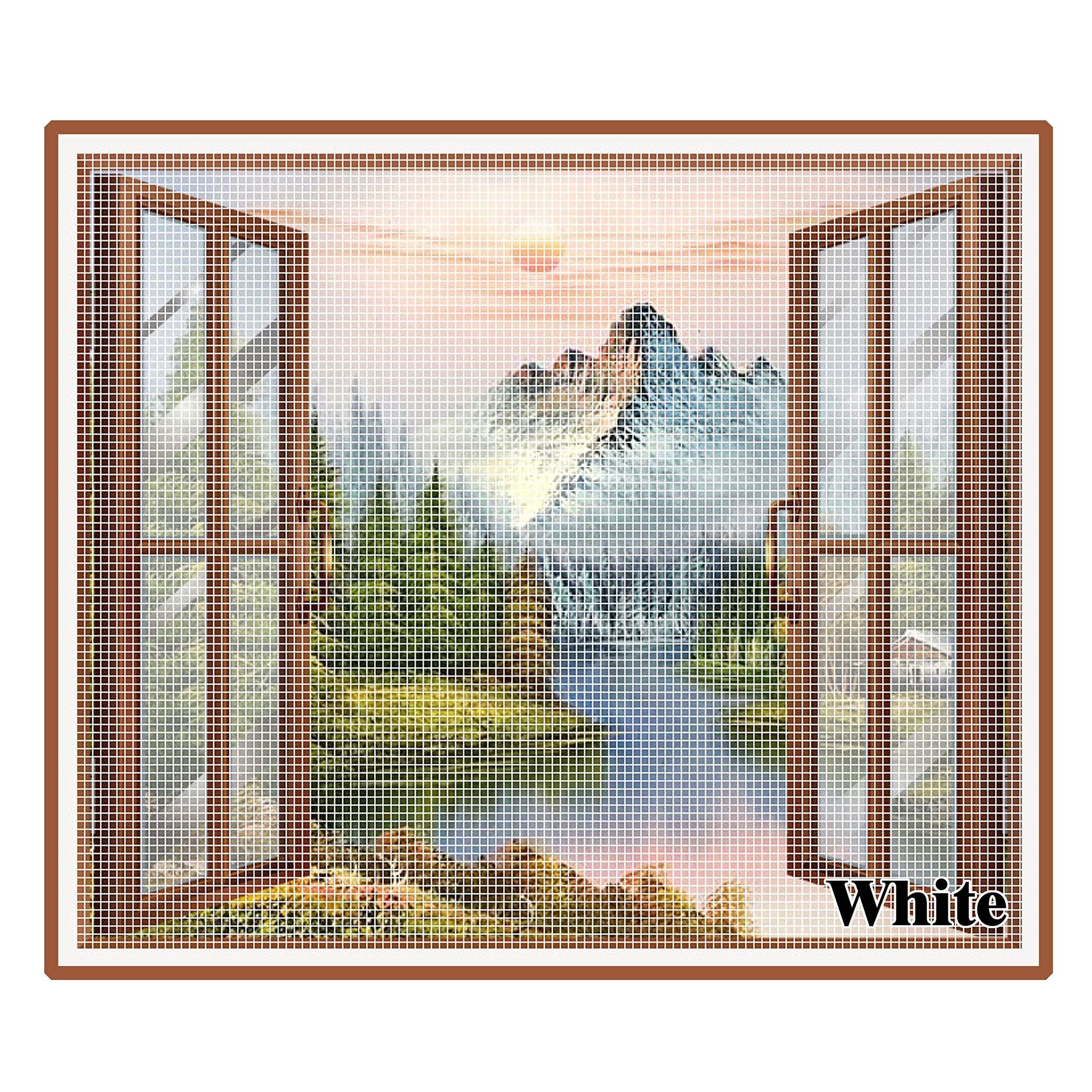 WNE Jaliwale Fiberglass pre Stitched Window Mosquito net with Self Adhesive Hook tap(Color-White) Size:140cmX190cm/55.11InchX74.80Inch/ 4.59ftX6.23ft Insect Mosquito net for Window-Ready to use Net